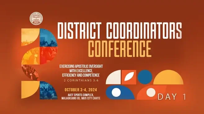Church leaders and district coordinators gathered in a conference setting, listening to a speaker on stage, participating in group discussions, and engaging in a fitness activity as part of a leadership and spiritual development congress.