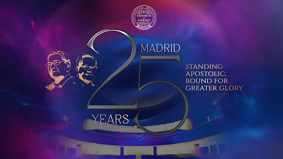 Apostle Jonathan Santos Ferriol preaching at the PMCC (4th Watch) Madrid 25th Anniversary.