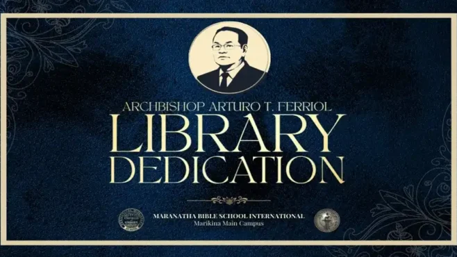 "Archbishop Arturo T. Ferriol at the library inauguration ceremony"