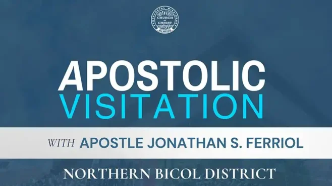 Apostle Jonathan S. Ferriol preaching during Apostolic Visitation Northern Bicol District with ministers and believers in worship and prayer