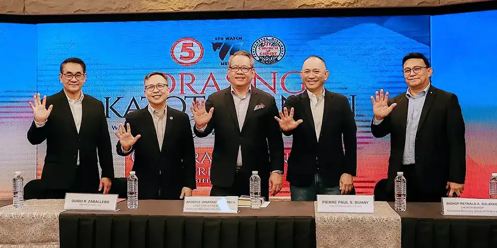 Oras ng Katotohanan TV5 Partnership contract renewal signed by Apostle Jonathan S. Ferriol and TV5 representatives for continued nationwide evangelism.