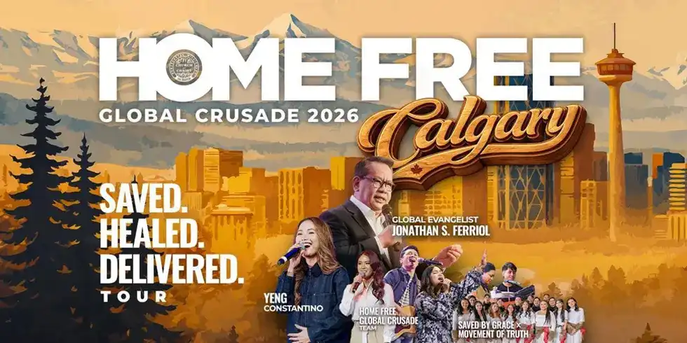 Thousands gather at the WinSport Event Centre during Home Free Global Crusade Calgary 2026, worshiping God and responding to the message of salvation, healing, and deliverance.