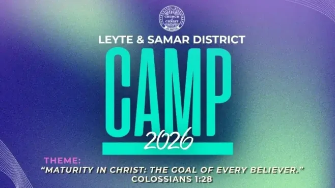 Delegates from the Leyte and Samar Districts gather in worship and fellowship during Leyte-Samar District Camp 2026 at PMCC (4th Watch) Tacloban Locale, focusing on spiritual growth and maturity in Christ.