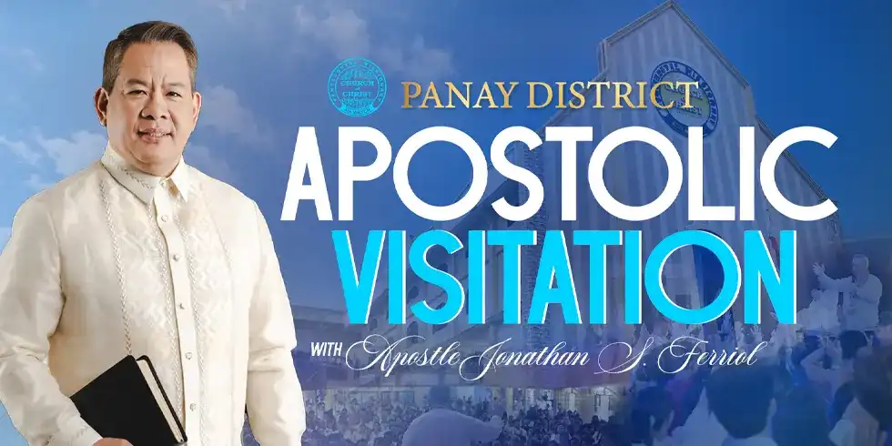 Apostle Jonathan S. Ferriol delivers the Apostolic message during Panay District Apostolic Visitation 2026 in Kalibo, Aklan.