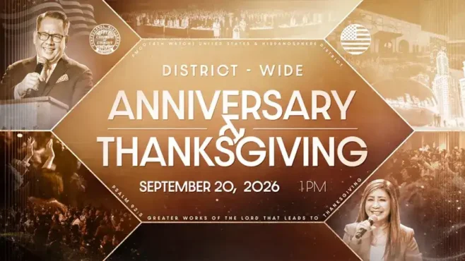 Hispanosphere District Anniversary 2026 of PMCC (4th Watch), celebrating 37 years of God's faithfulness in Chicago, Illinois.
